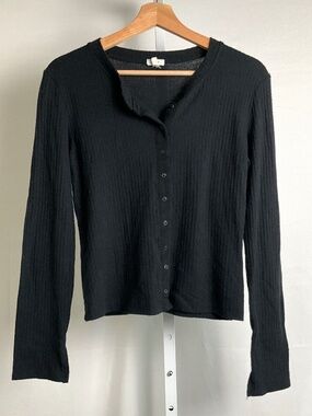 AERIE WOMEN'S BLACK BUTTON-UP CREWNECK SHIRT~SIZE MEDIUM!